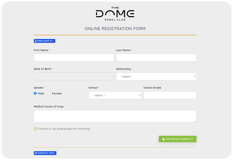 ClubSys online membership registration form